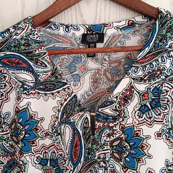 Jones New York Women's Blouse Floral Paisley Short Sleeve Casual Dressy Size‎ XL - Picture 3 of 7